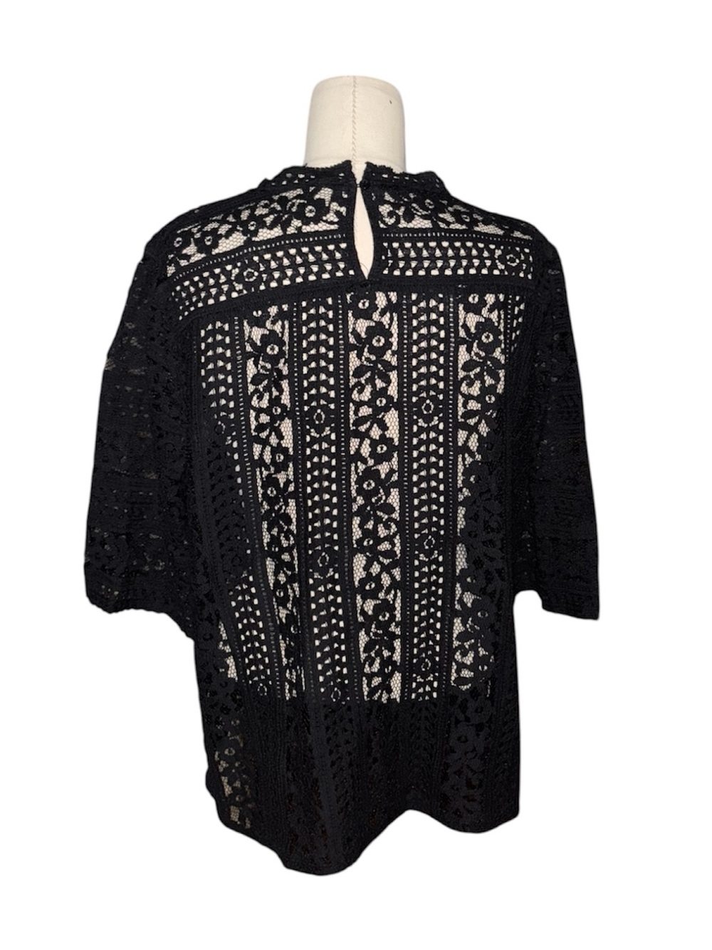 Loft Black Crochet Lace Top - Picture 3 of 4